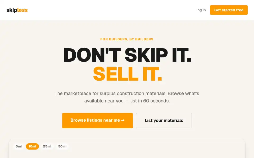 Screenshot of skipless.co.uk