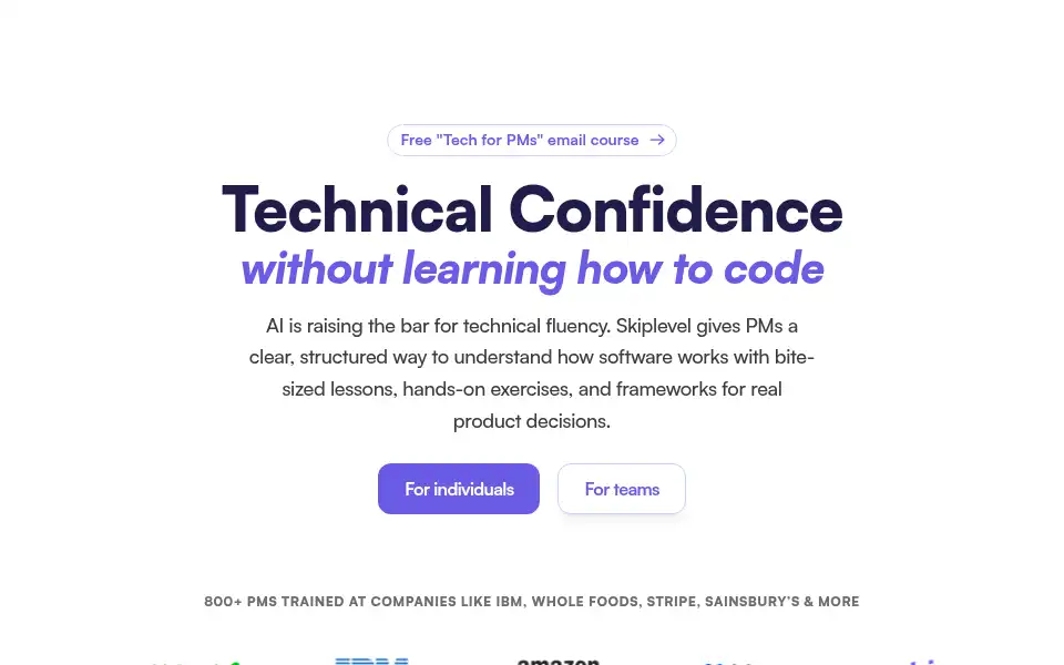 Screenshot of skiplevel.co
