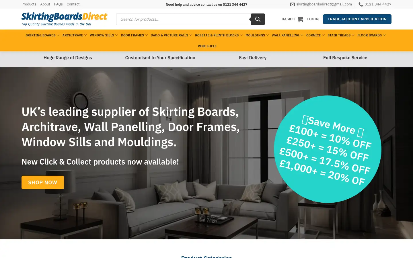 Screenshot of skirtingboardsdirect.com
