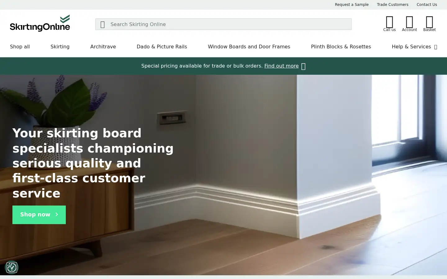 Screenshot of skirtingonline.co.uk