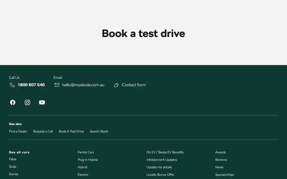 Screenshot of skoda.com.au