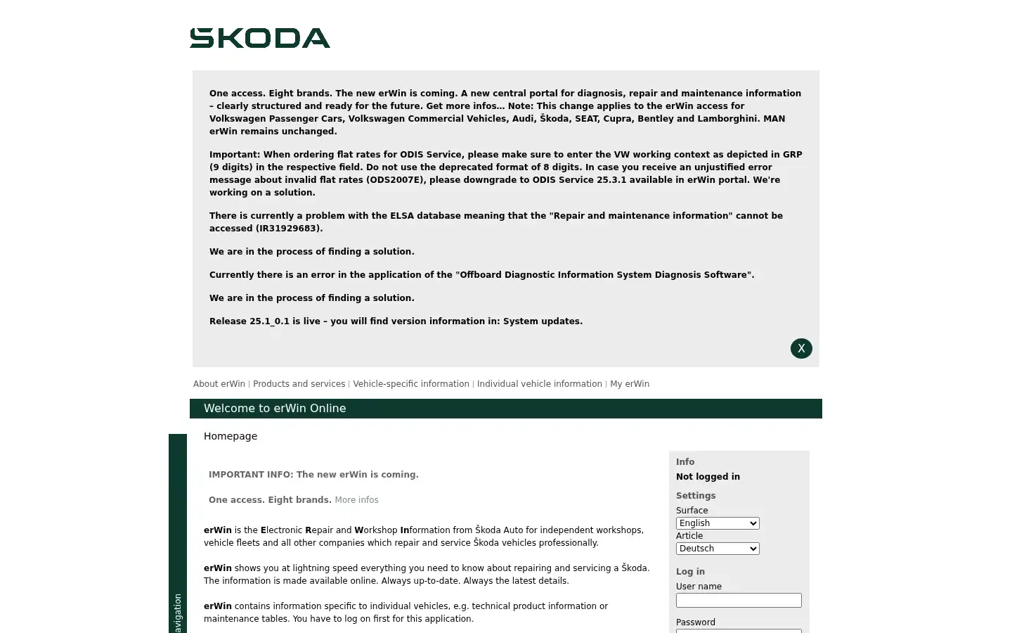 Screenshot of skoda.erwin-store.com