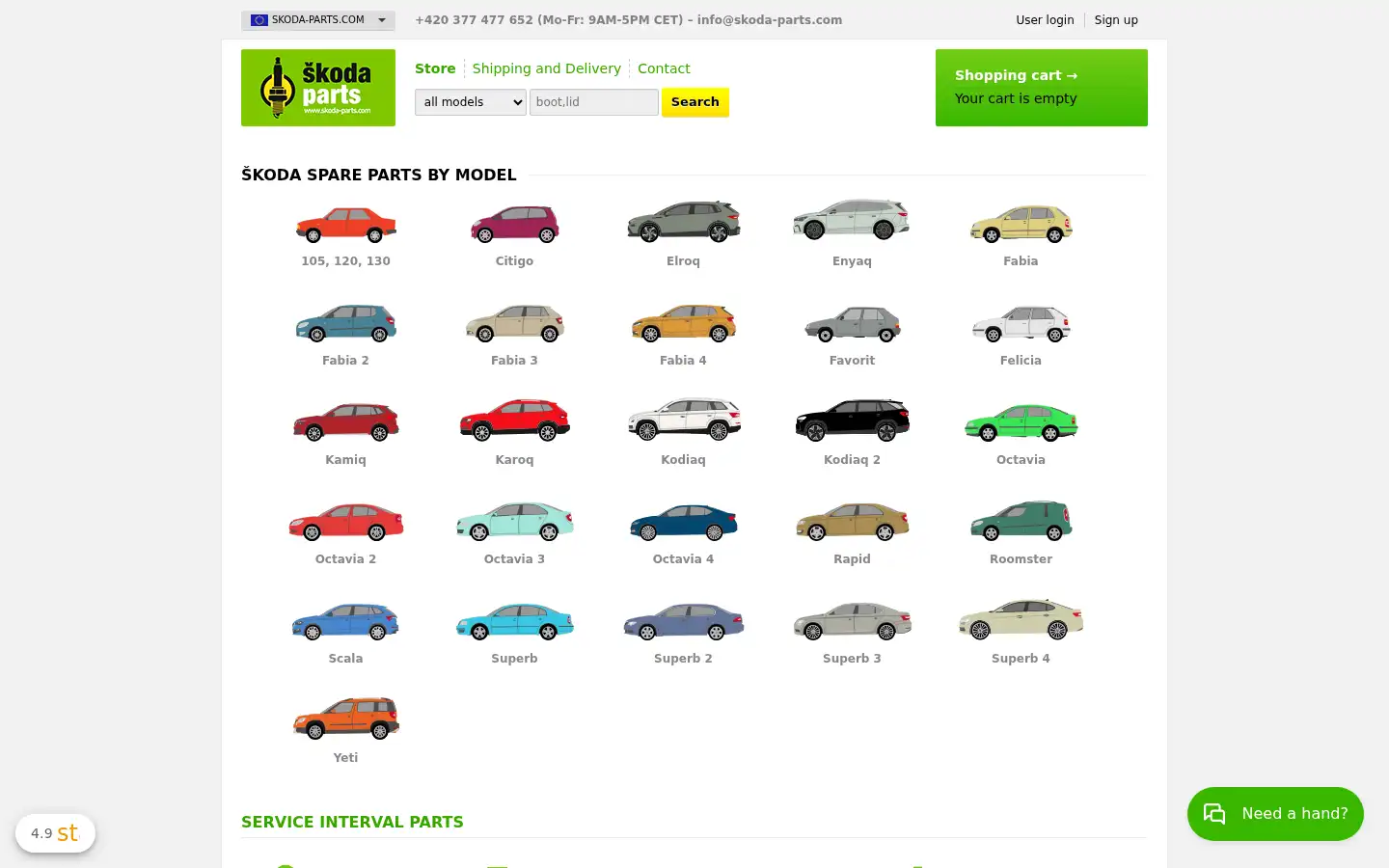 Screenshot of skoda-parts.com