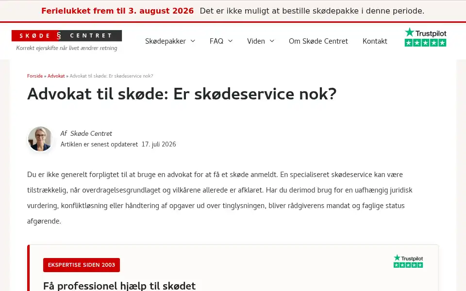 Screenshot of skoedecentret.dk