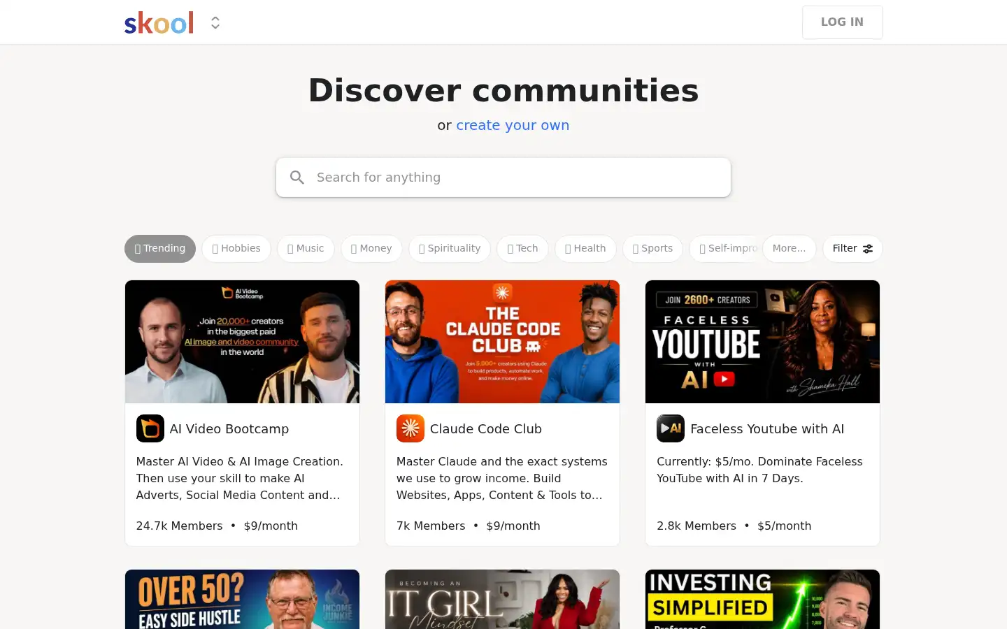 Screenshot of skool.com