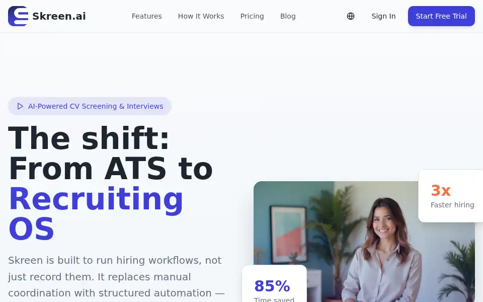 Screenshot of skreen.ai