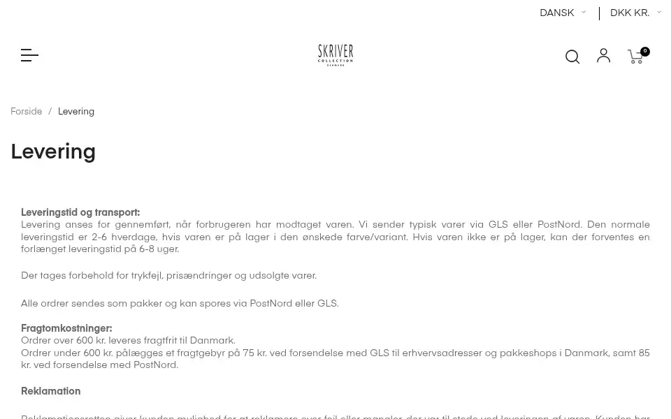 Screenshot of skrivercollection.dk