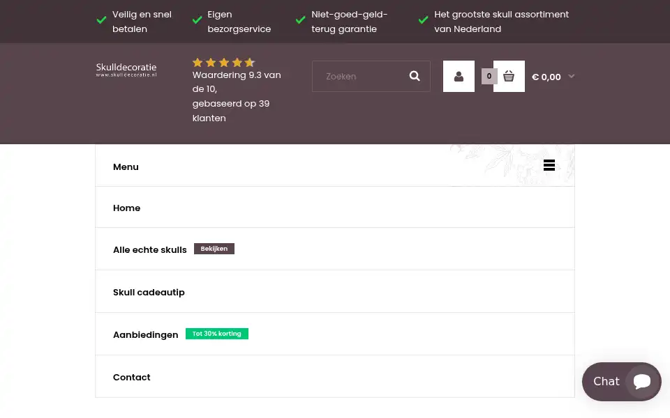 Screenshot of skulldecoratie.nl
