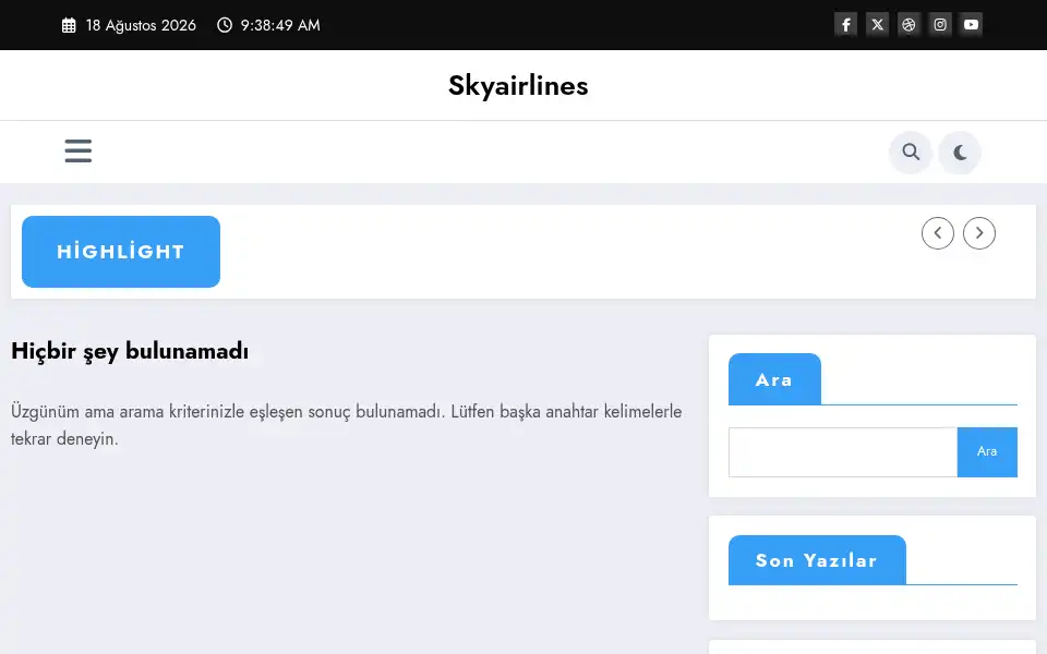 Screenshot of skyairlines.net