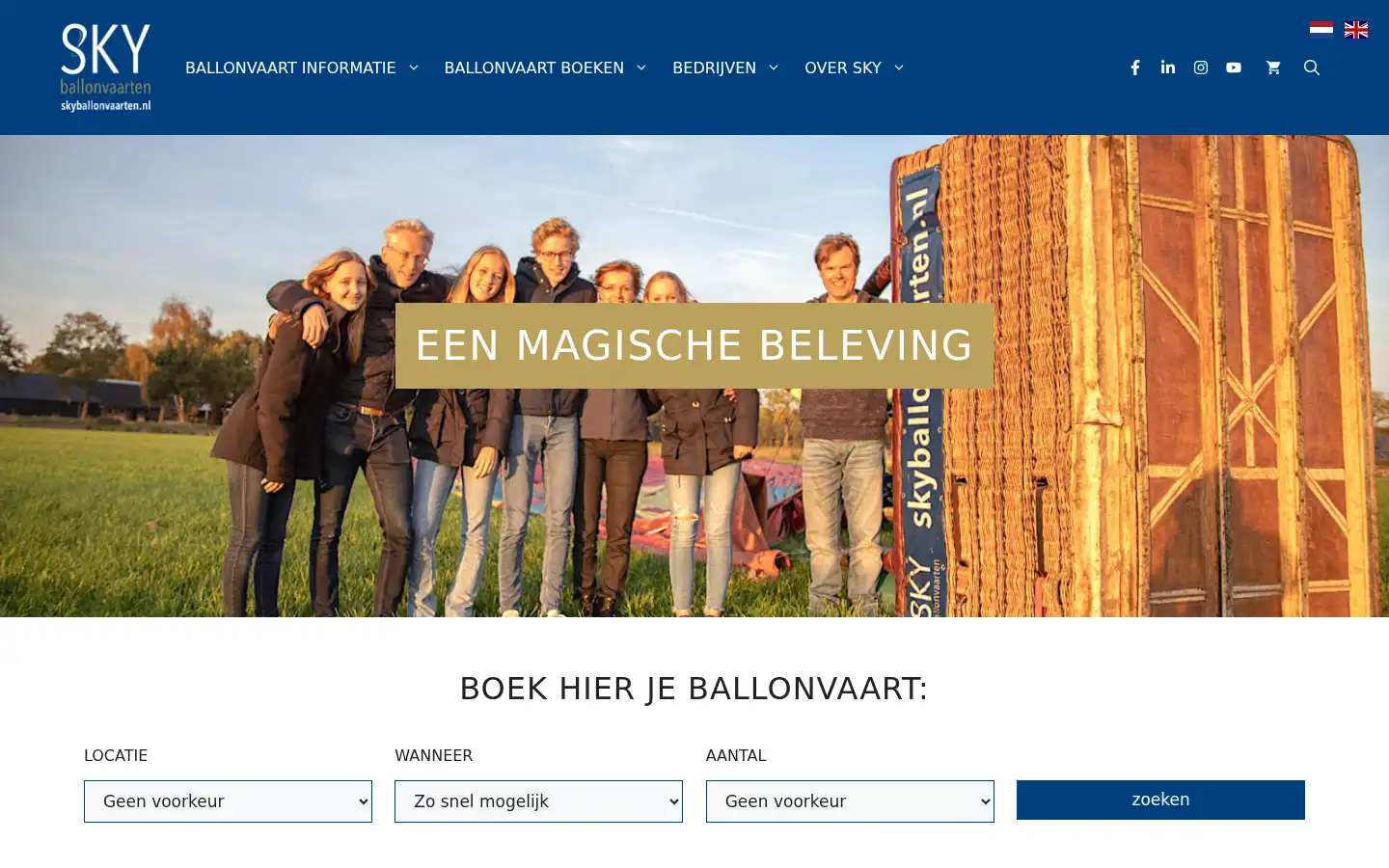 Screenshot of skyballonvaarten.nl