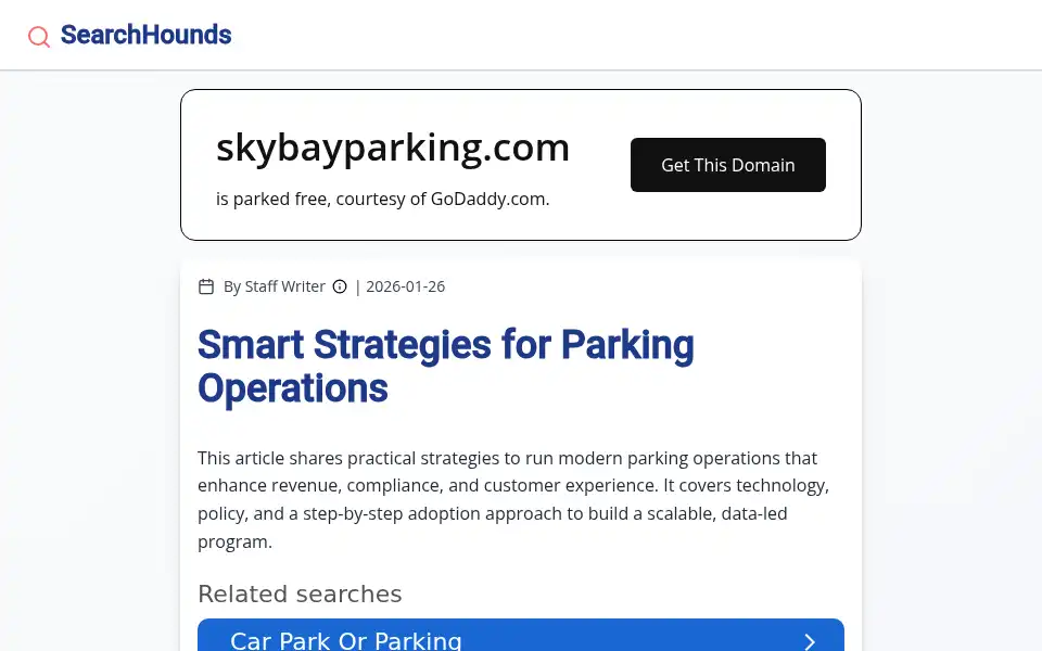 Screenshot of skybayparking.com