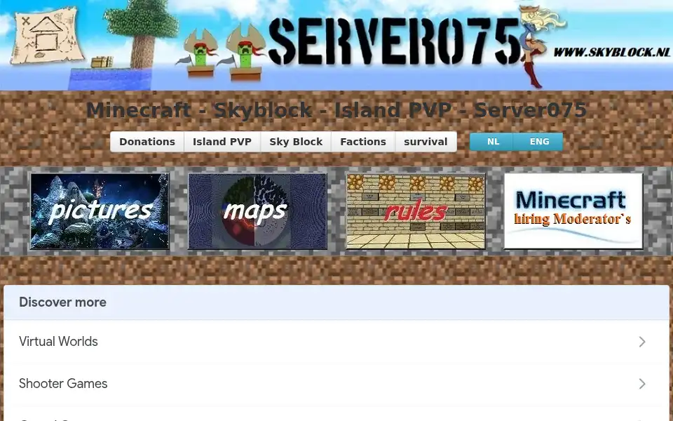 Screenshot of skyblock.nl