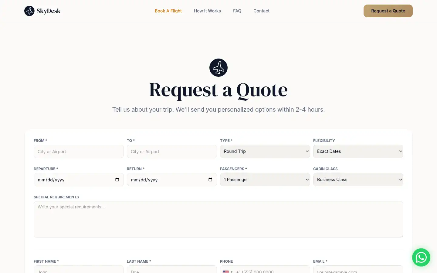 Screenshot of skydesktravel.com