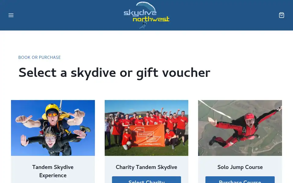 Screenshot of skydivenorthwest.co.uk