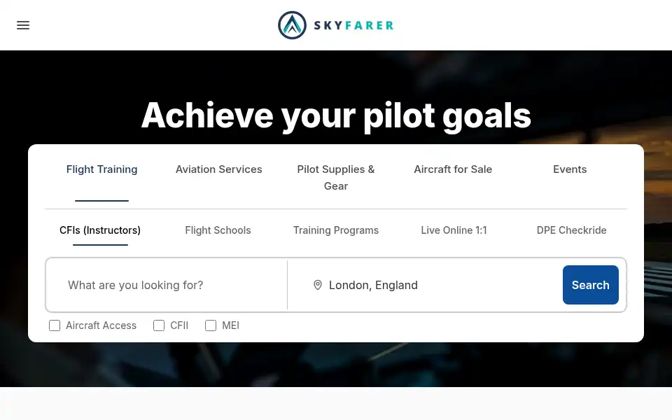 Screenshot of skyfareracademy.com