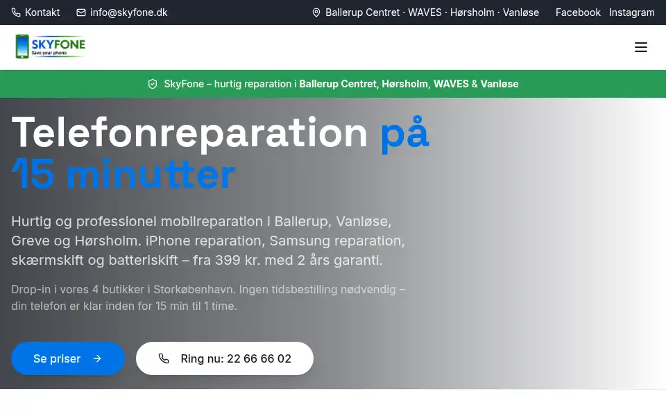 Screenshot of skyfone.dk