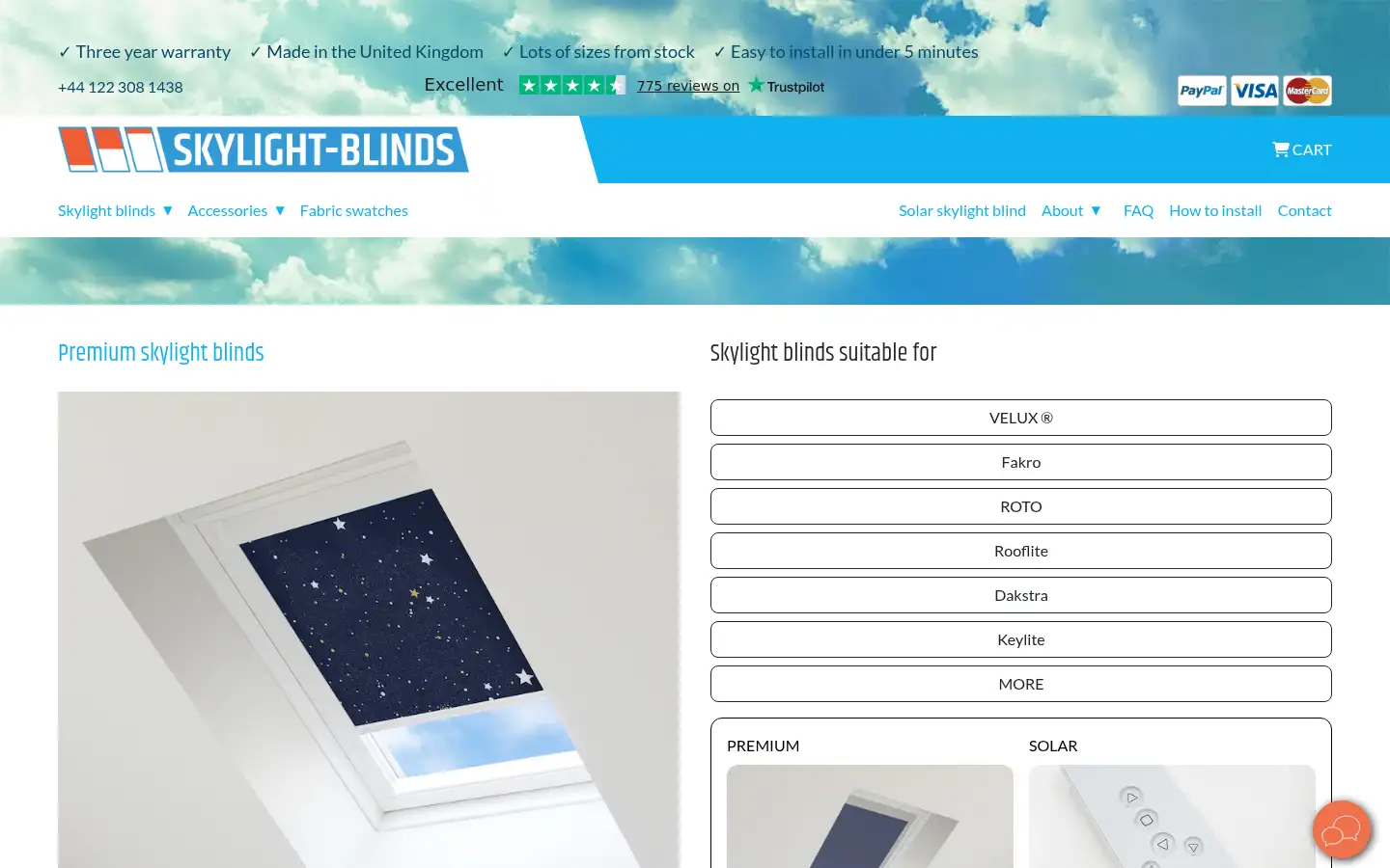 Screenshot of skylight-blinds.co.uk