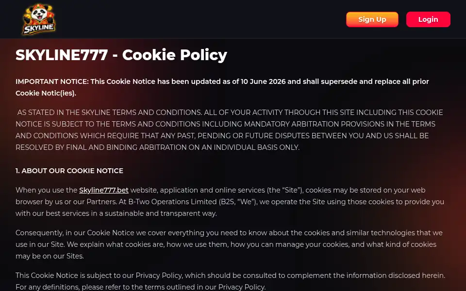 Screenshot of skyline777.bet