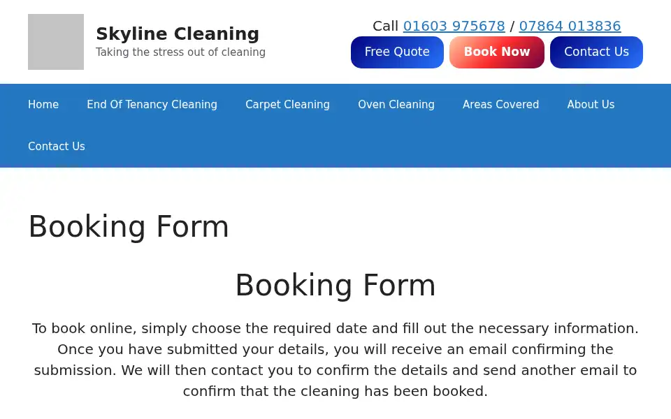 Screenshot of skylinecleaning.co.uk