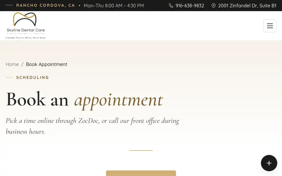 Screenshot of skylinedentalranchocordova.com