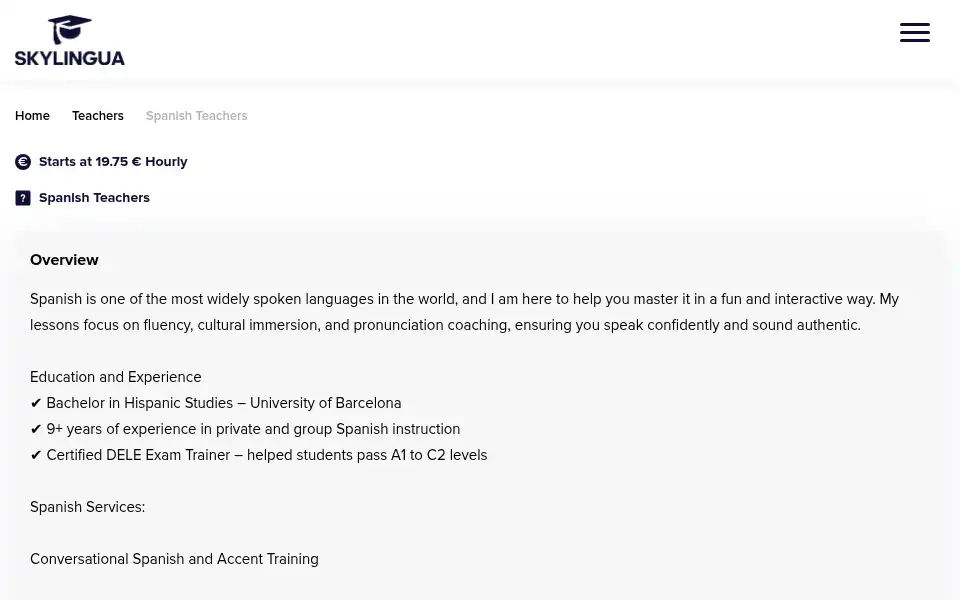Screenshot of skylingua.net