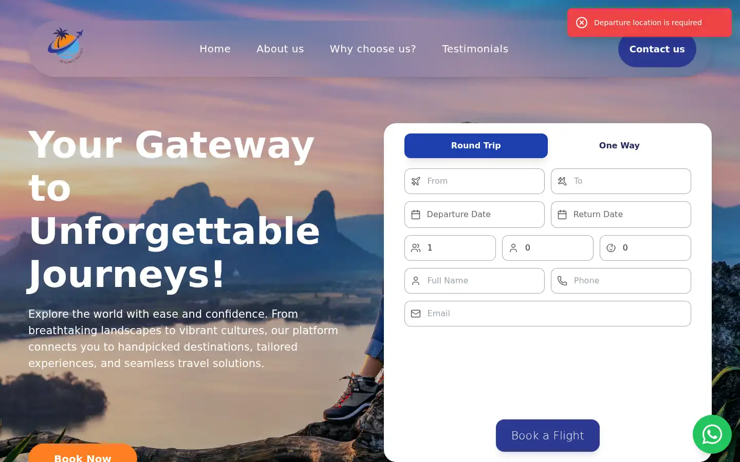 Screenshot of skylinkstravels.co.uk