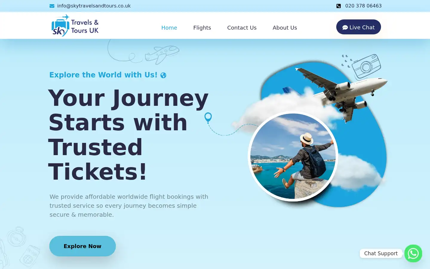 Screenshot of skytravelsandtours.co.uk
