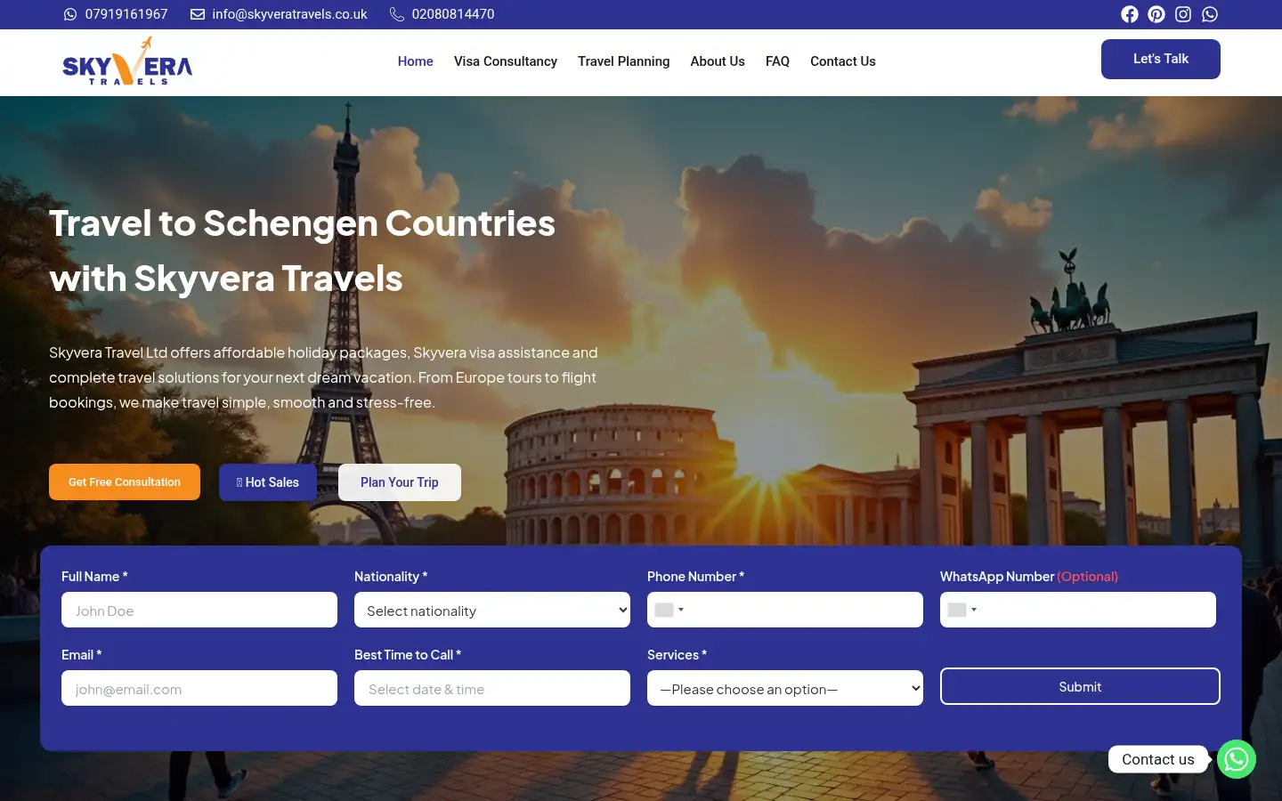 Screenshot of skyveratravels.co.uk