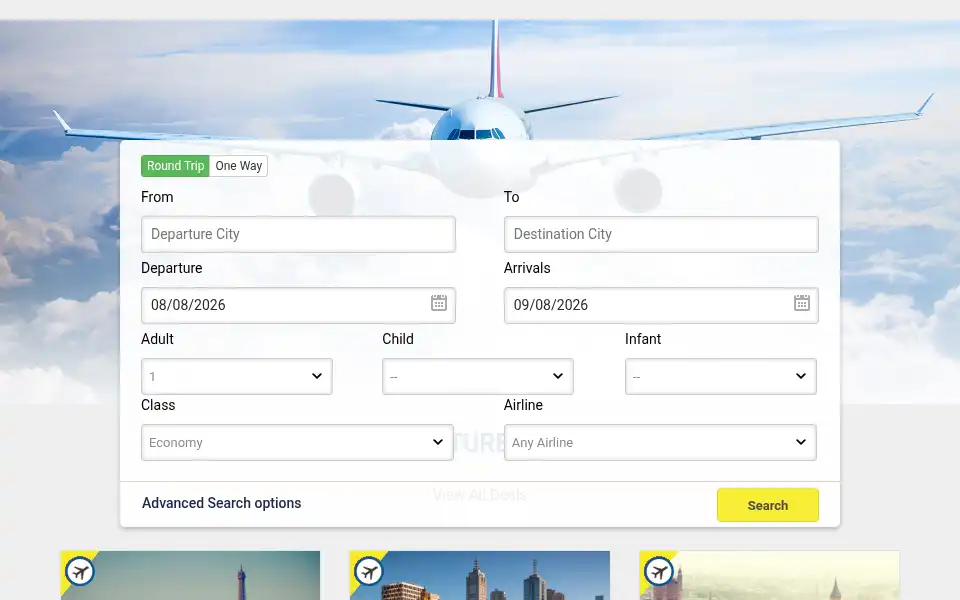 Screenshot of skyworldtravel.co.uk