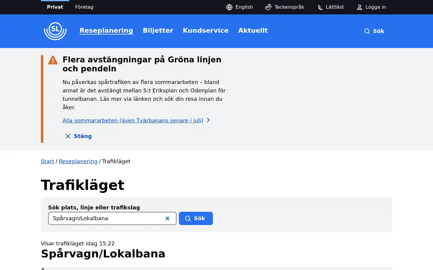 Screenshot of sl.se