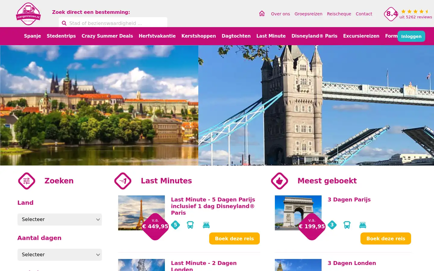 Screenshot of slangenreizen.nl