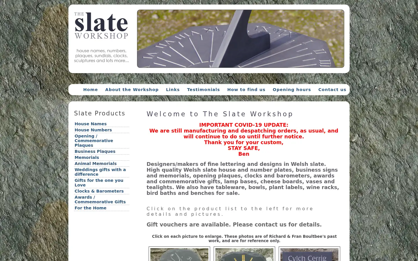 Screenshot of slate-workshop.co.uk