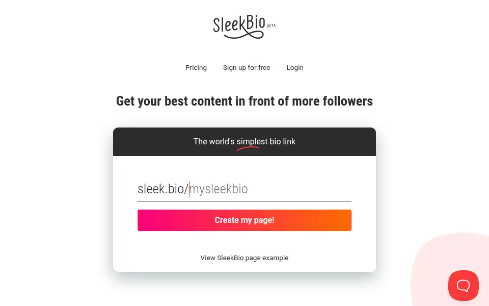 Screenshot of sleekbio.com
