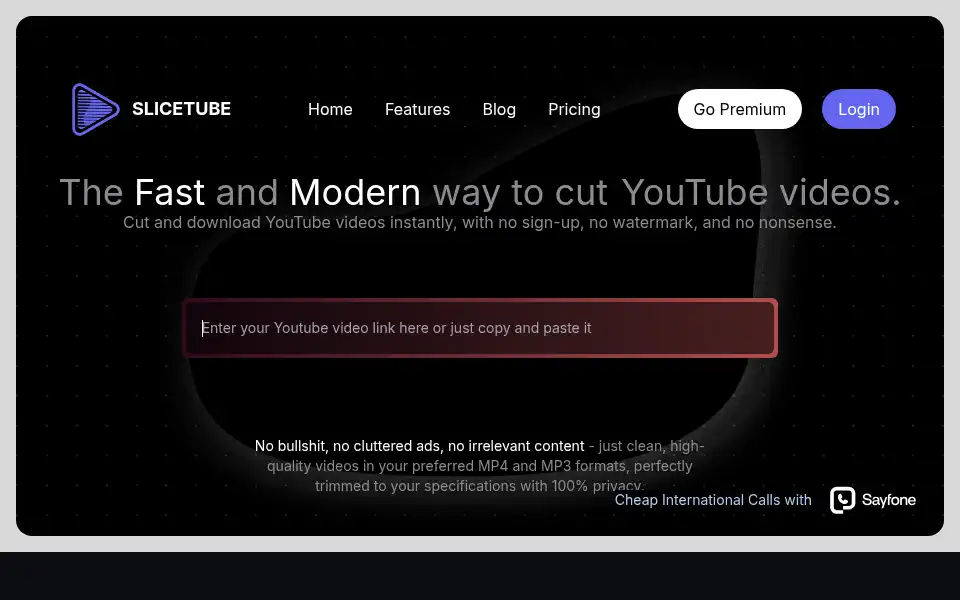 Screenshot of slicetube.io