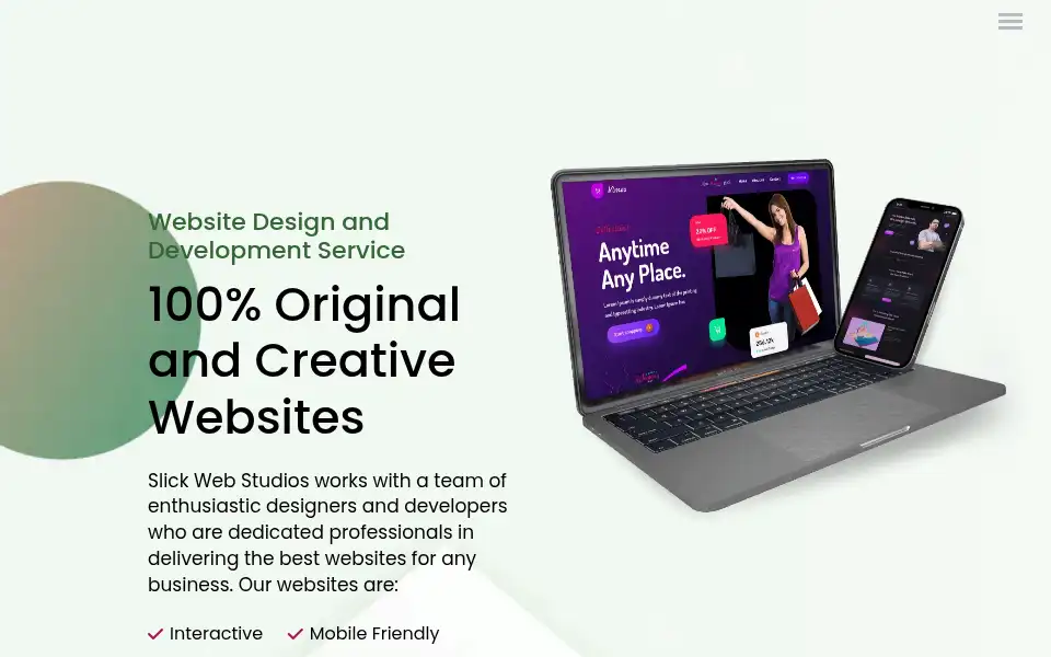 Screenshot of slickwebstudios.com