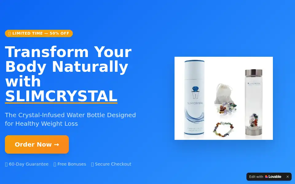 Screenshot of slimcrystal.lovable.app