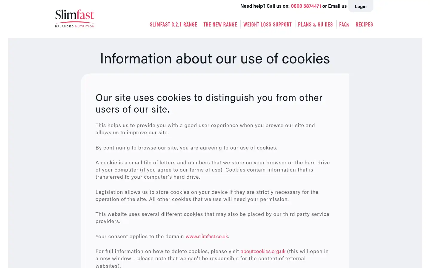 Screenshot of slimfast.co.uk