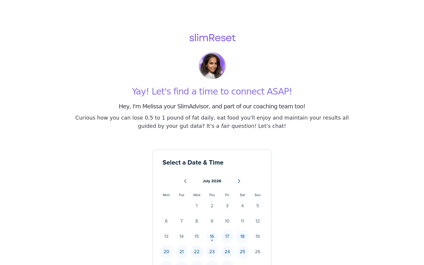 Screenshot of slimreset.ca