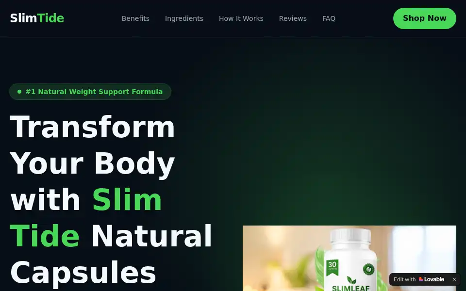 Screenshot of slimtideusa.lovable.app