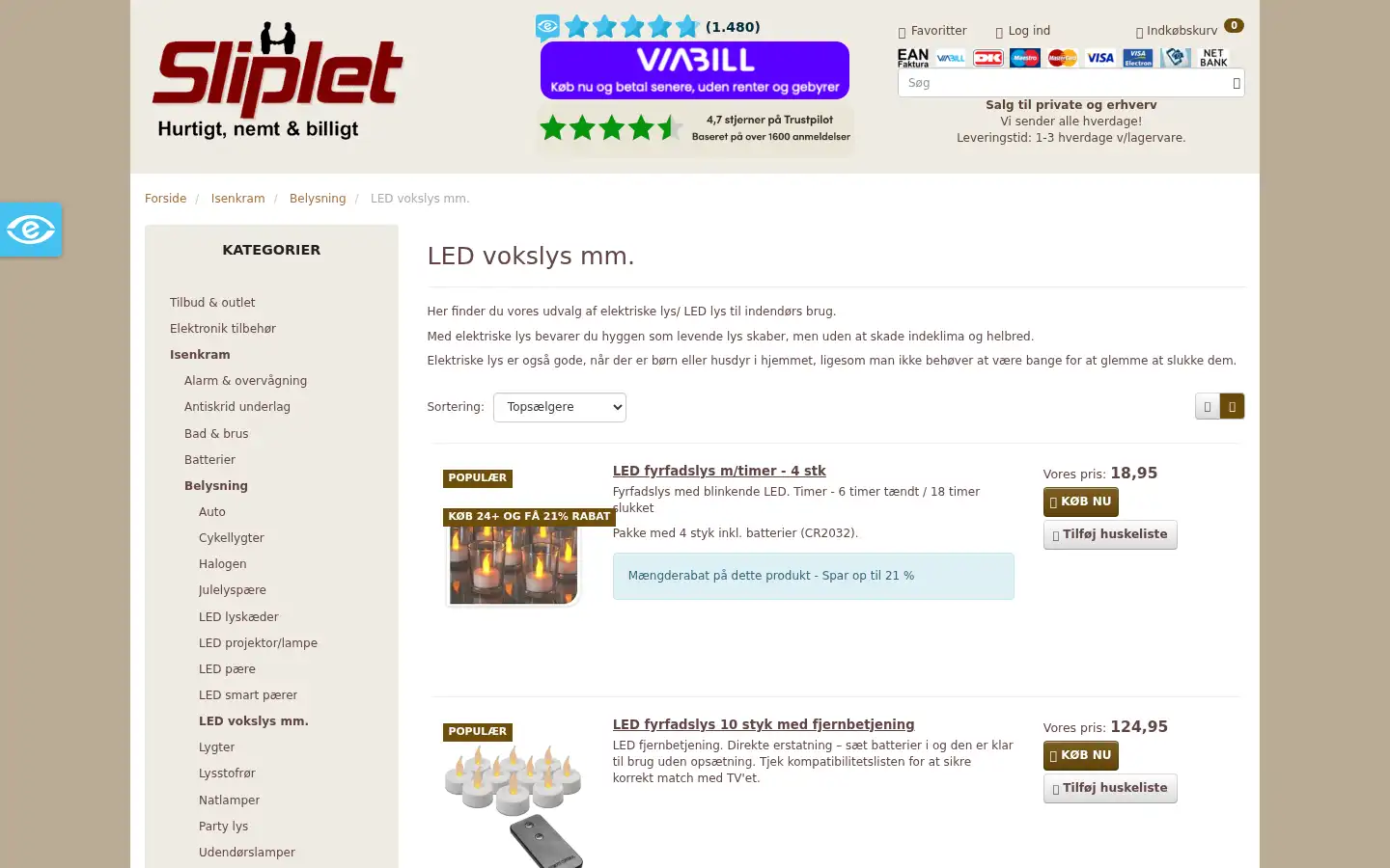 Screenshot of sliplet.dk