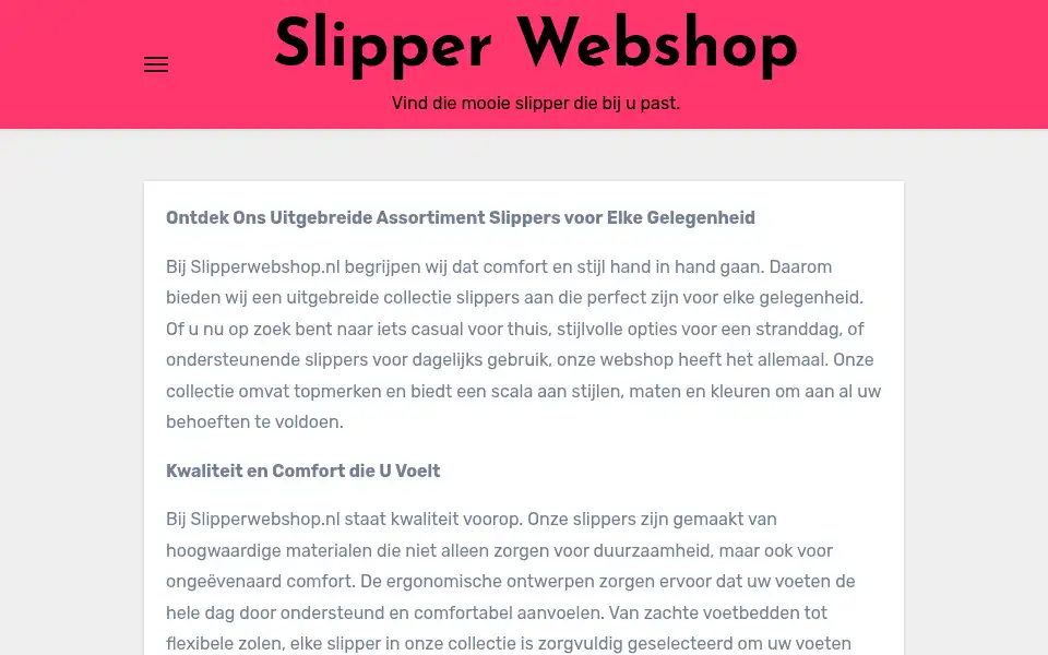 Screenshot of slipperwebshop.nl