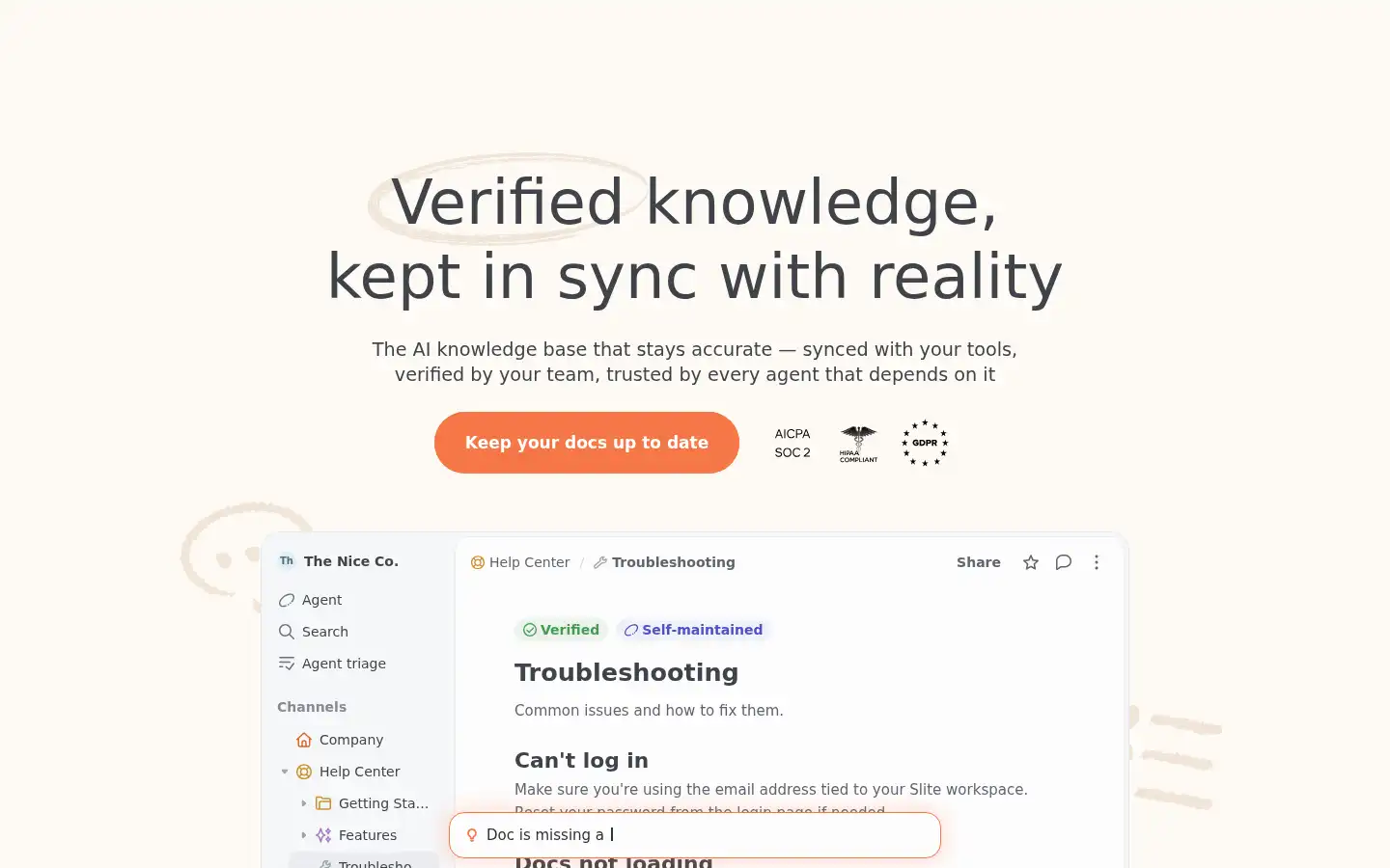 Screenshot of slite.com