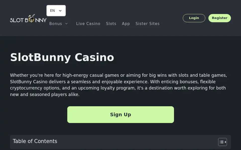 Screenshot of slotbunnycasino.net
