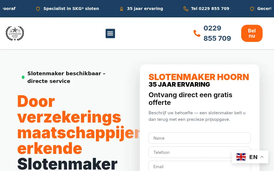 Screenshot of slotenmakerhoorn.nl