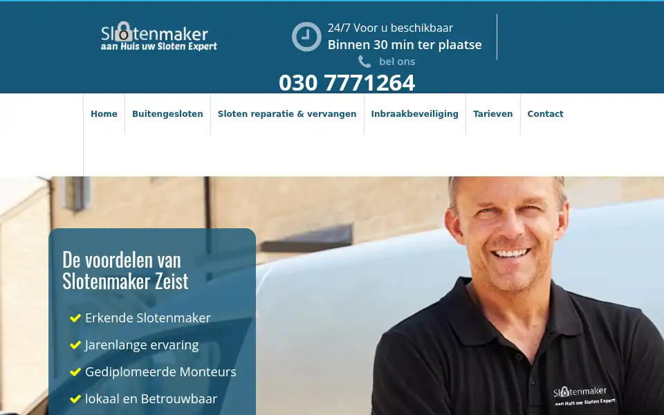 Screenshot of slotenmakerzeist24uur.nl