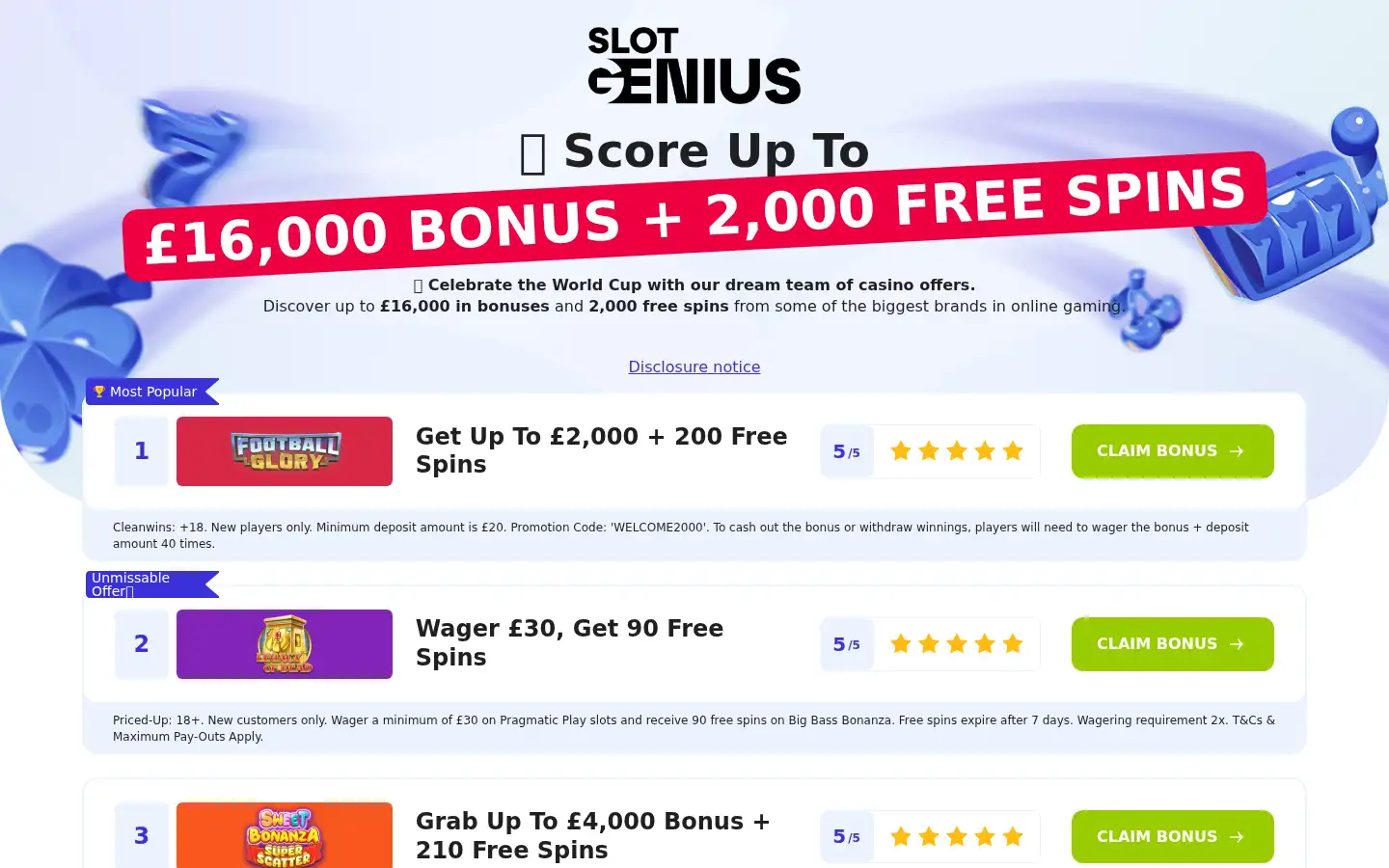 Screenshot of slotgenius.com