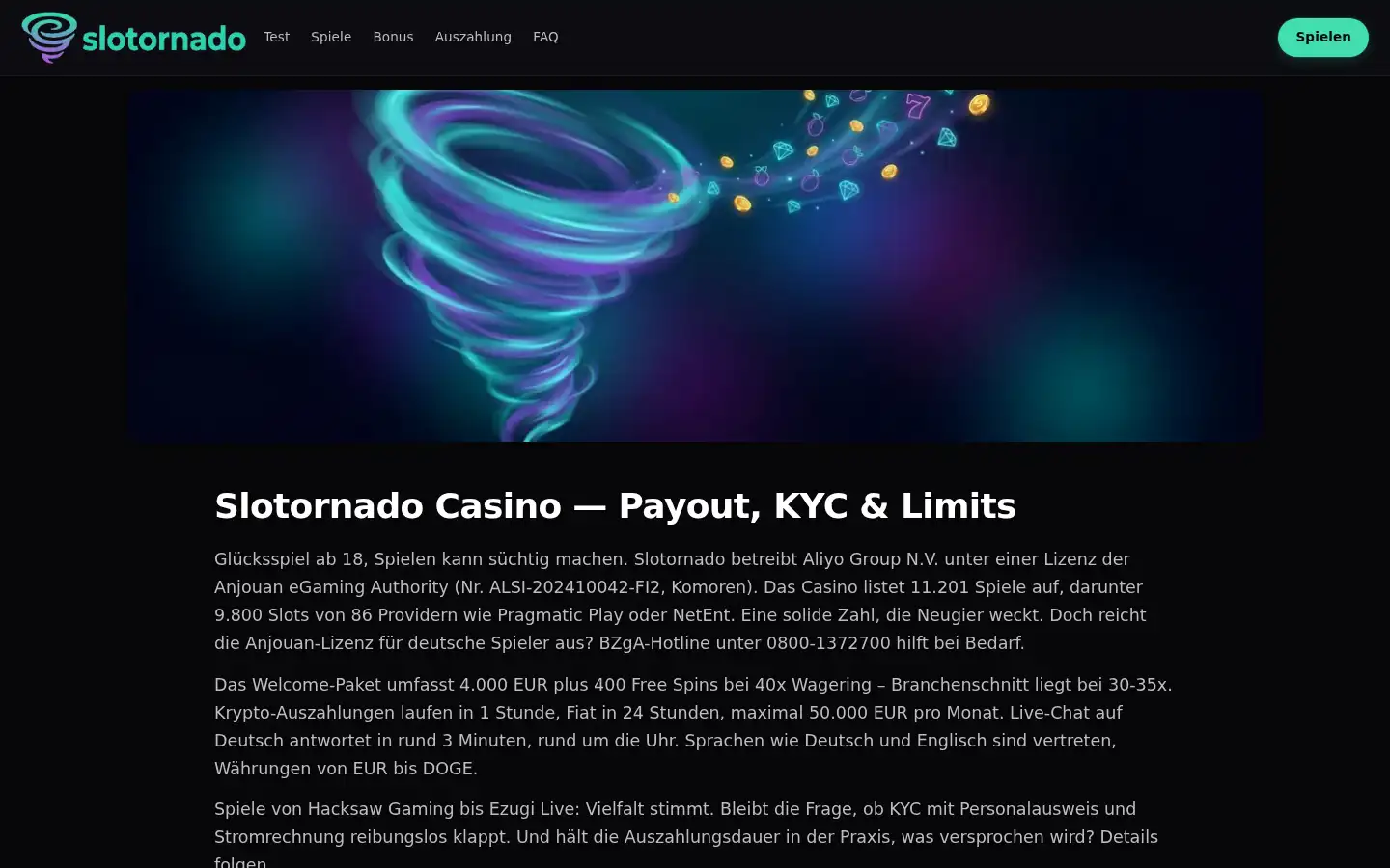 Screenshot of slotornado.casino
