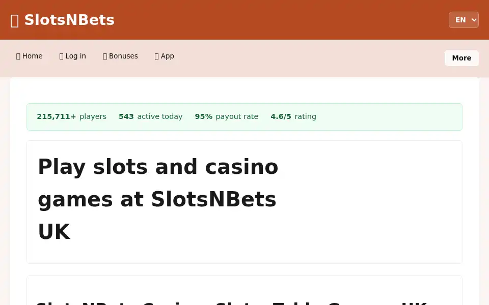 Screenshot of slotsnbets.co