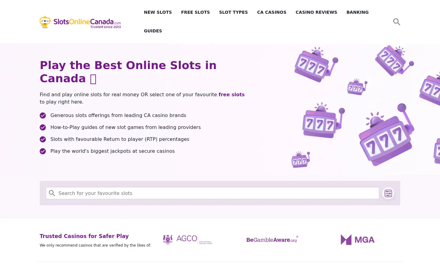 Screenshot of slotsonlinecanada.com