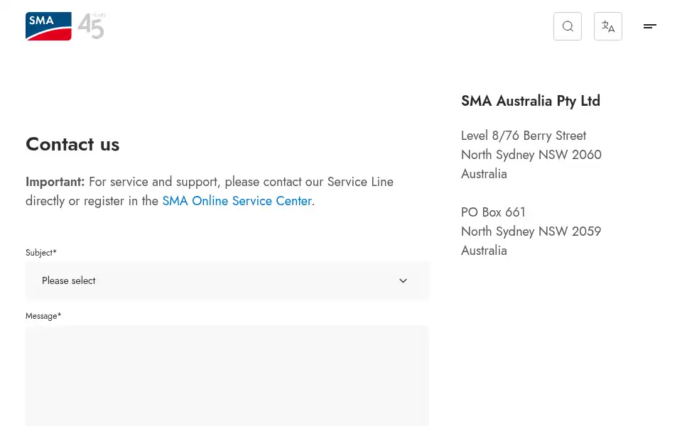 Screenshot of sma-australia.com.au